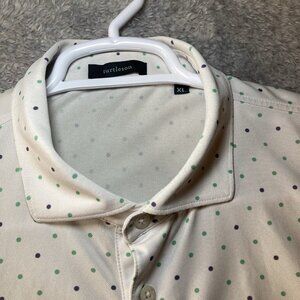 Turtleson Polo Golf Shirt Mens Purple And Green Polka Dot Short Sleeve Men's XL.
